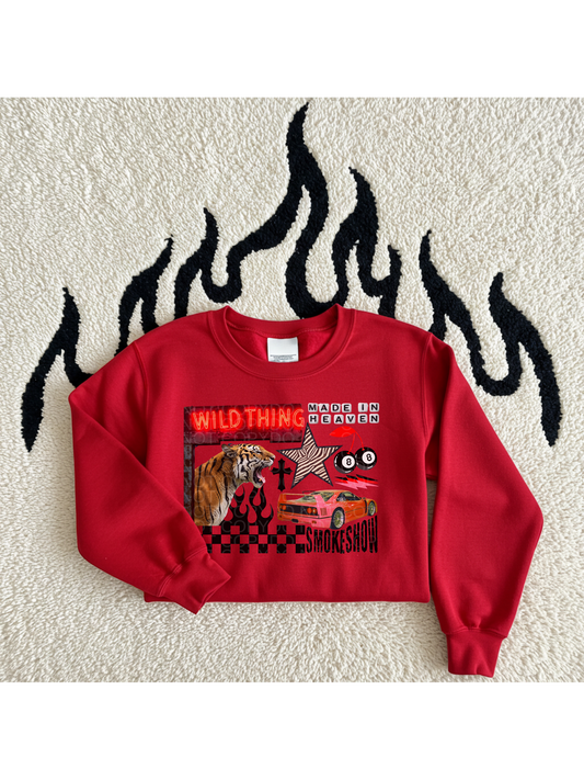 Edgy collages sweatshirt - Red Multiple Styles