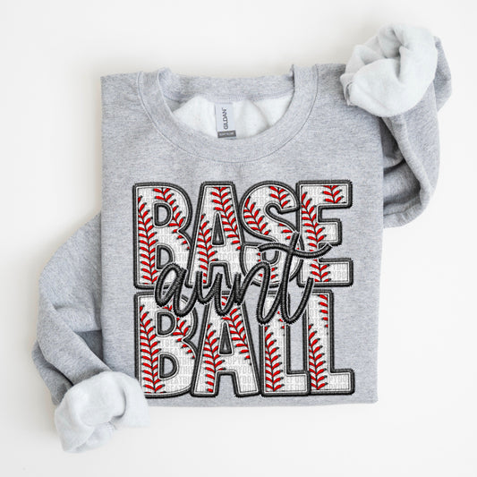 Baseball Family Member Sweatshirt FAUX embroidery - Multiple Styles