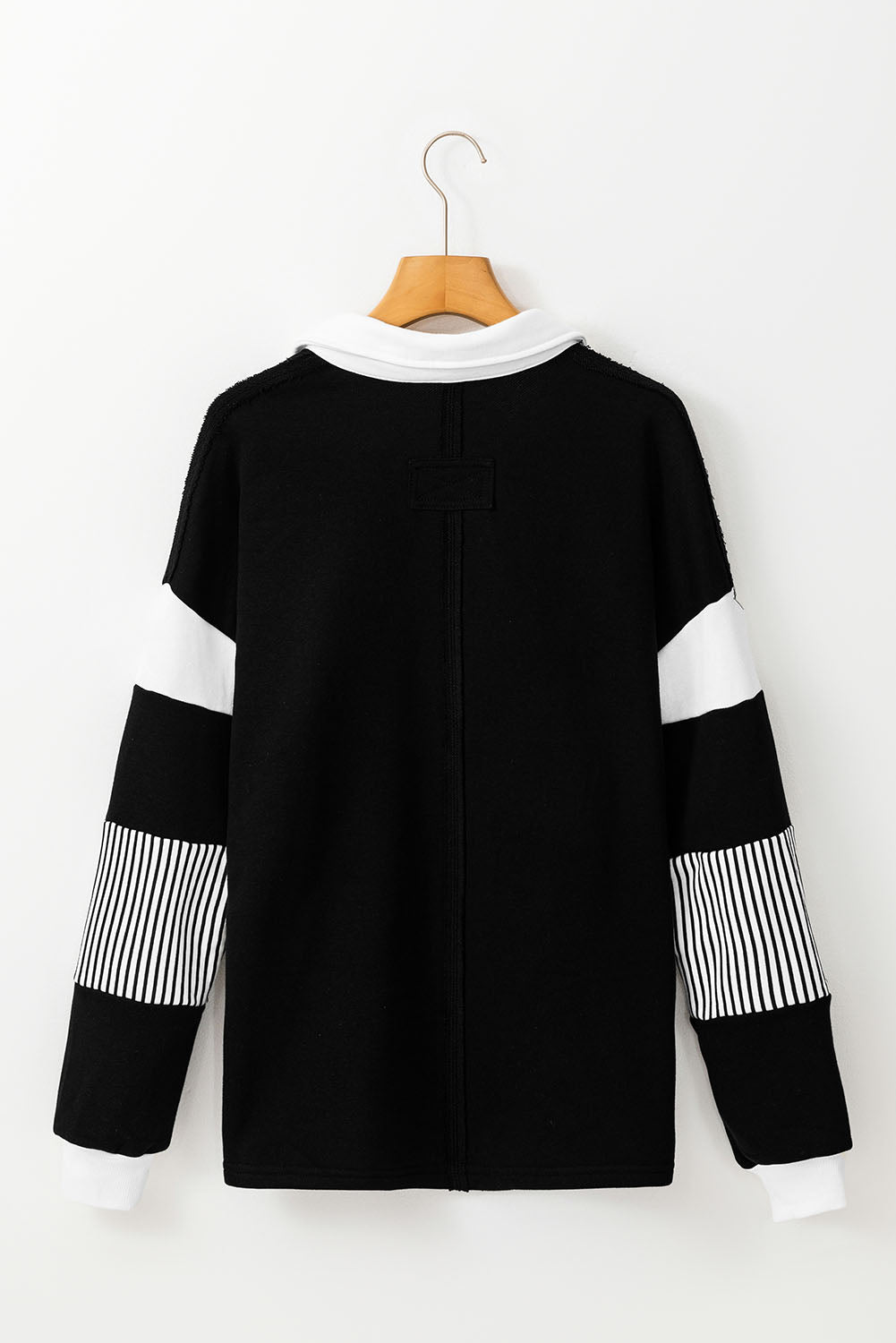 Pale Chestnut Striped Patchwork Collar Sweatshirt