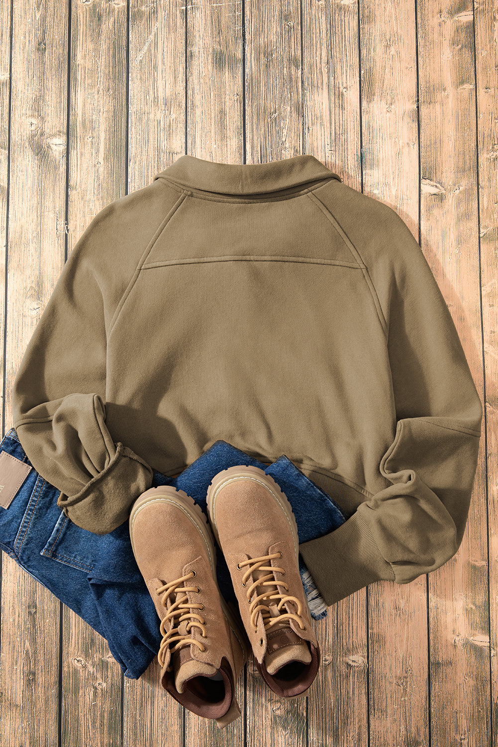 Elmwood Zip Up Stand Collar Ribbed Thumbhole Sleeve Sweatshirt