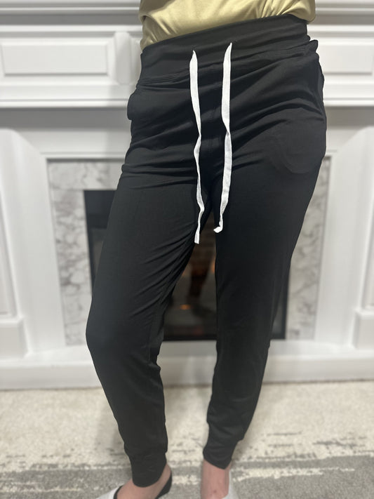 Black Drawstring Pocketed Joggers