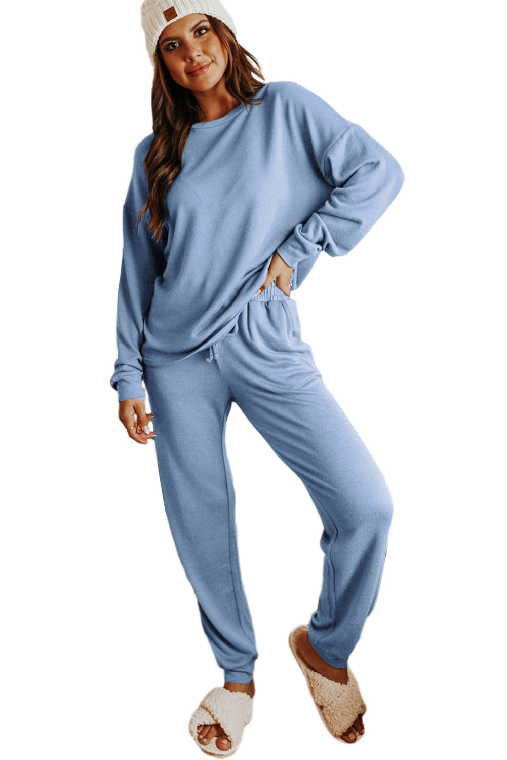 Grey Long Sleeve Pullover & Jogger Pants Loungewear Set